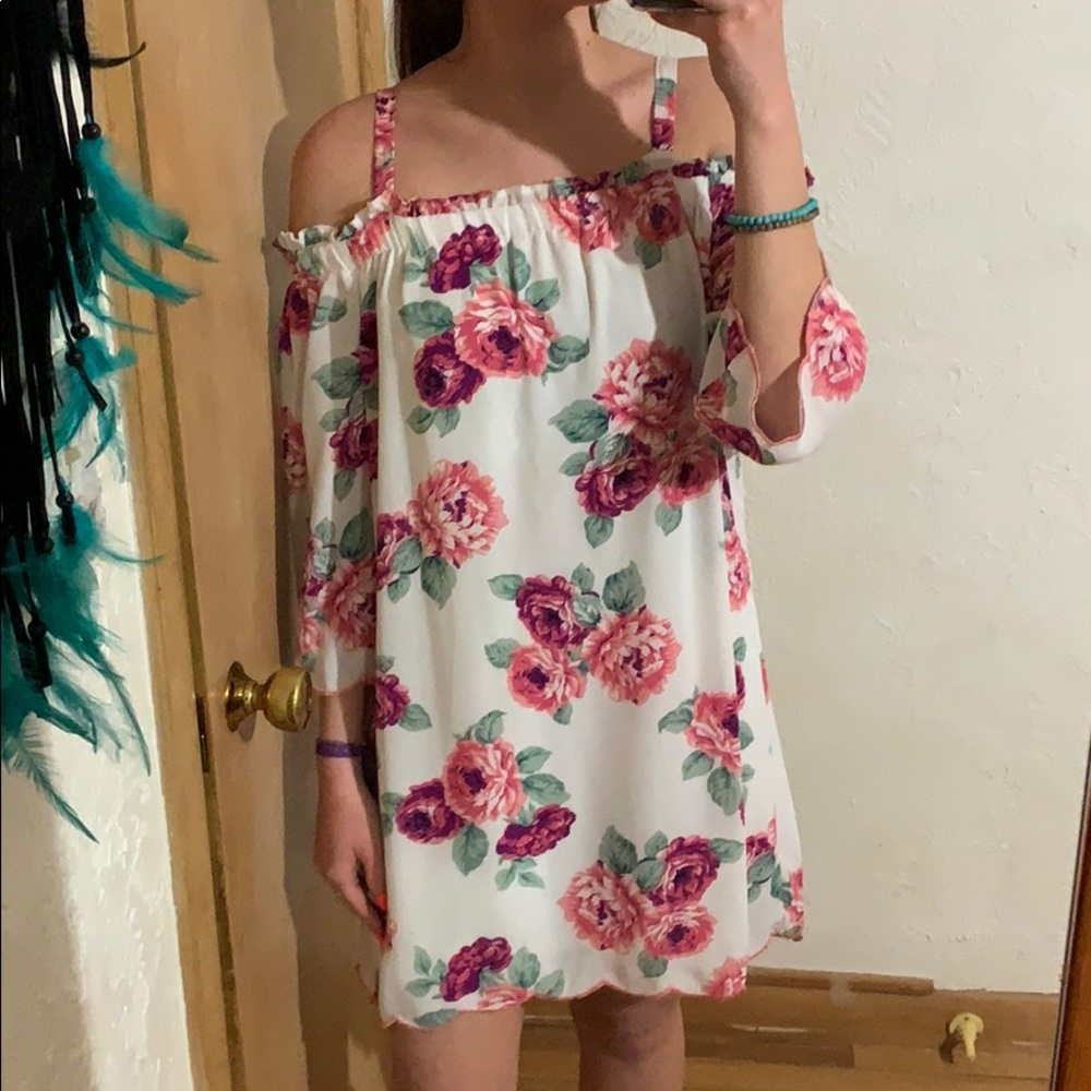 off the shoulder floral dress